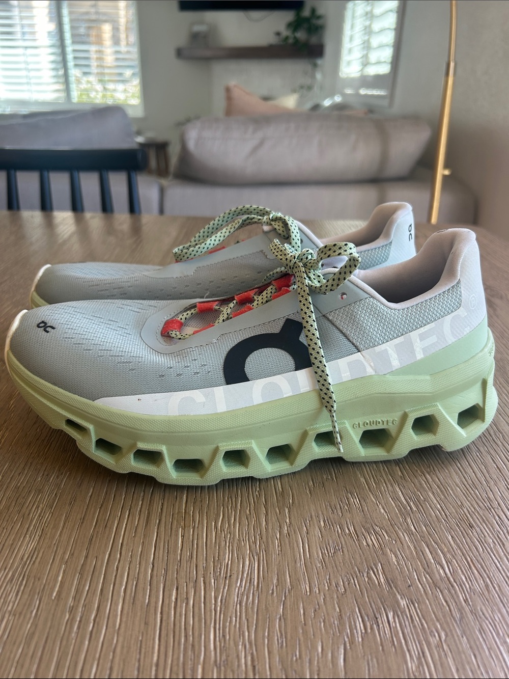 On Running Mint Green and Light Gray Performance Running Shoes
